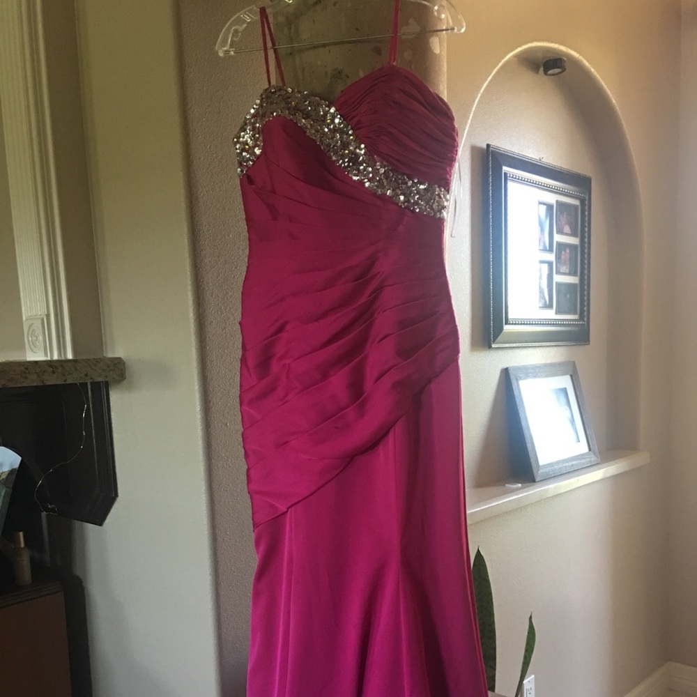 Formal pink beaded dress